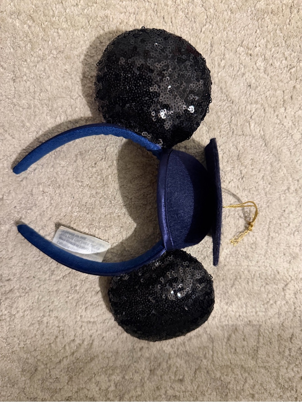 Disney Gold-Embroidered Navy Ribbon Ear Headband